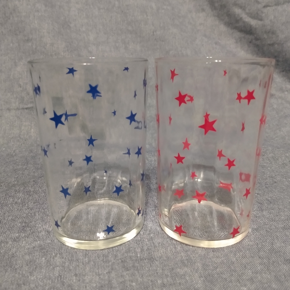 VTG 6pc Kraft Swanky Swigs red and blue stars 60's era